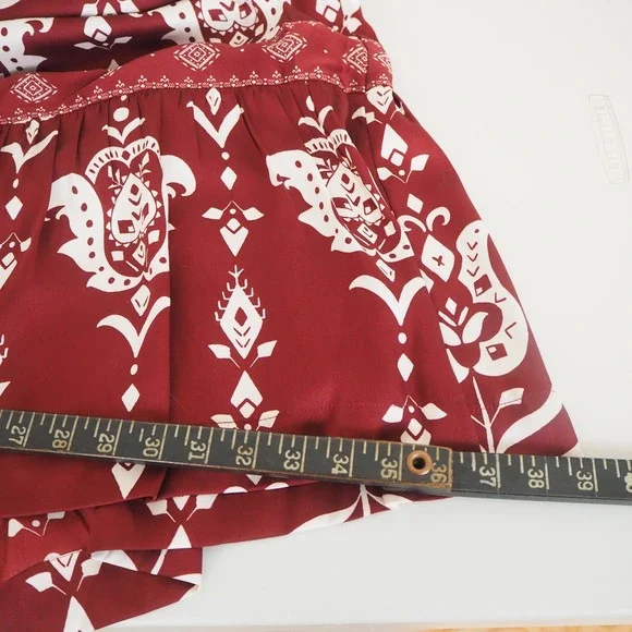 Lane Bryant Burgundy‎ Floral Print Maxi Dress Flutter Sleeve Mock Neck Size 16 - Picture 10 of 13